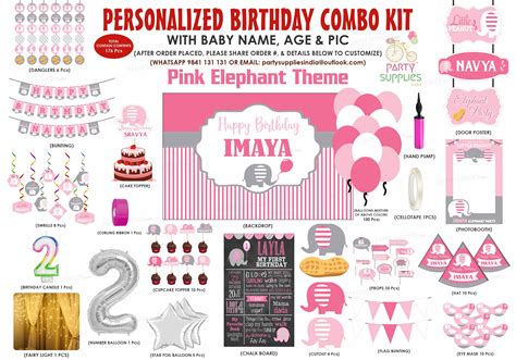 Pink Elephant Theme Premium Kit | Birthday Party Supplies India Online