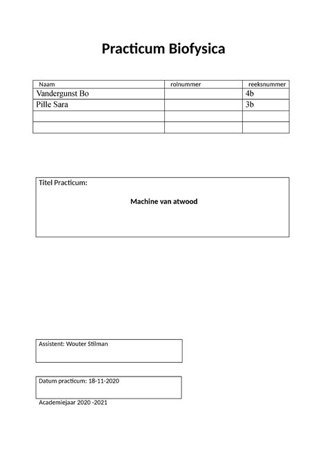Practicum Atwood - ####### Titel Practicum: ####### Machine van atwood ...