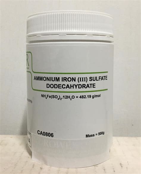 Ammonium Iron (III) Sulfate Dodecahydrate (Ferric Ammonium Sulphate ...