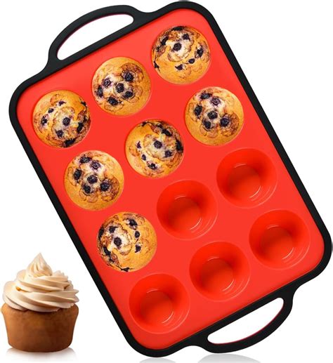 Amazon.com: 1Pack Silicone Muffin Pan for Baking with Metal Reinforced ...
