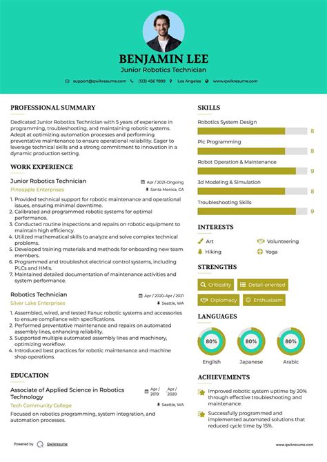 10+ Robotics Technician Resume Samples & Templates for 2025