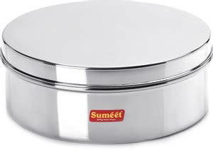 Sumeet Stainless Steel Flat Canister/Puri Dabba/Storage Container (1 ...
