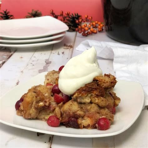 Cranberry Walnut Slow Cooker Bread Pudding - Chew On This