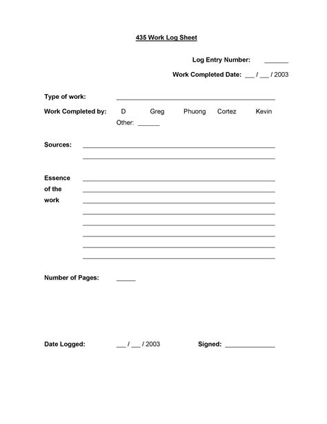 Image result for Printable Log Sheets