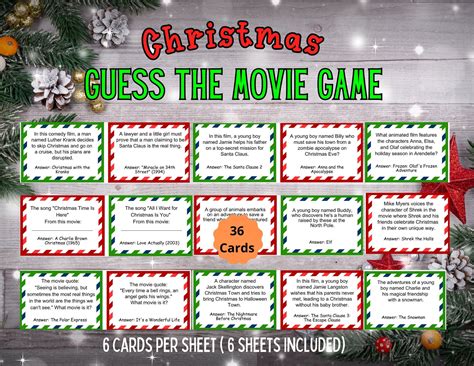 Guess the Christmas Movie Game, Holiday Party Game, Christmas Printable ...