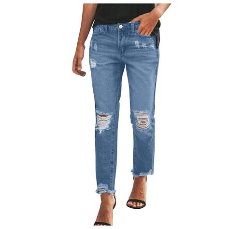 Brglopf Capri Jeans for Women Stretch High Waisted Distressed Denim ...