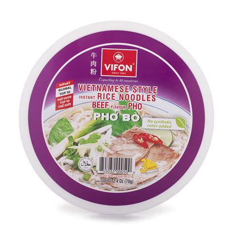 A popular Vietnamese instant noodle cup with beef flavor Vifon Pho Bo ...