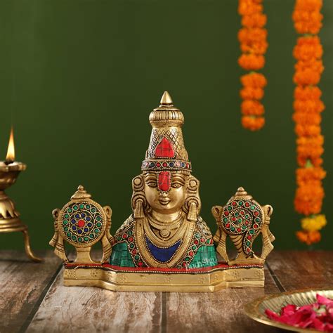 Buy Brass Table Accent: Lord Tirupati Balaji Venkateshwara Swamy with ...