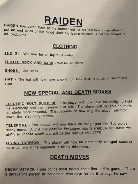 Mortal Kombat Nitro Super Nintendo design documents 15 out of 20 image ...