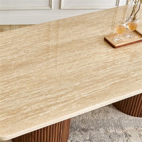 Buy Sundried Sanctuary Faux Marble Top 6-Seater Dining Table - Beige ...