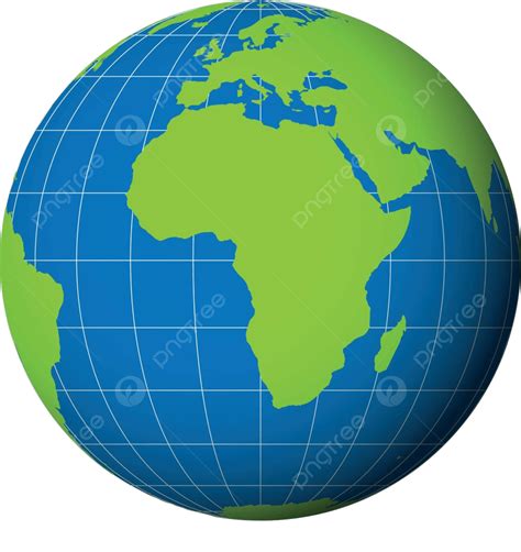Africafocused 3d Globe With Green Map Continent African Longitude Vector, Continent, African ...
