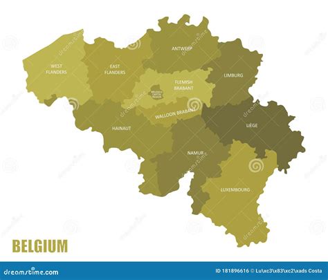 Belgium regions map stock illustration. Illustration of national - 181896616