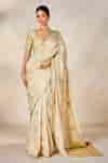 Buy Beige Denim, Silk, Cotton Embroidery, The Bombay Barfi Saree Set ...