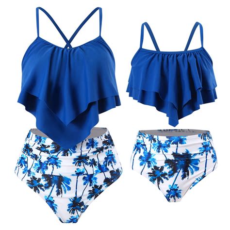 Virmaxy Womens Cute Floral Graphic Tankini Swimsuit Family Swimsuits ...