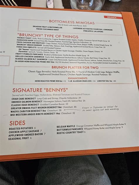 Menu at Orange Hill steakhouse, Orange