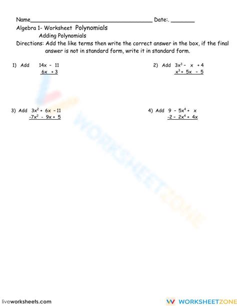 Image result for Polynomial Expressions Worksheet