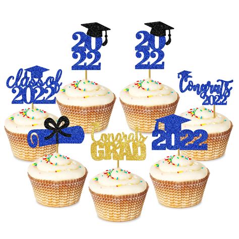 Buy 24Pcs Graduation Cupcake Toppers 2023 Graduation Cap Cupcake ...