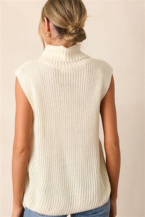 Ivory Turtleneck Sweater Vest - All Sweaters | Red Dress