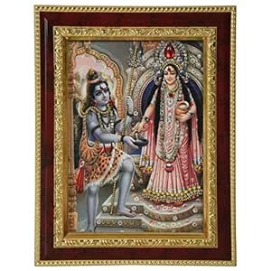 Strotam™ Fibre Goddess Annapurna Mata and Lord Shiva Photo Frame/Poster ...