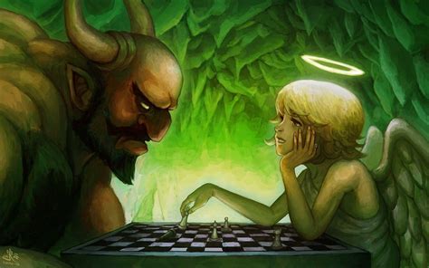 Angel And Devil Playing Chess Painting - 56+ Koleksi Gambar - painting of devil playing chess