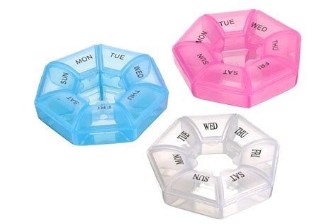 AmaZeus Storage 7 Days Pill Organizer Box Set of 3 Octagon shaped (Pink ...