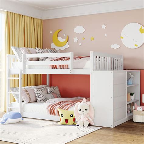 Amazon.com: Harper & Bright Designs Low Bunk Bed with Storage, Full ...