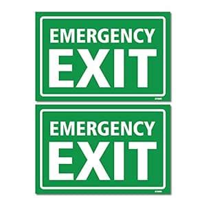 (2 Pack) Emergency Exit Sign Stickers 22.5 x 14.9 cm Self Adhesive ...