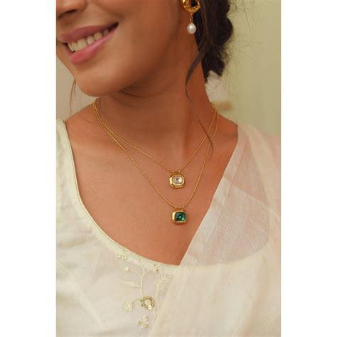 Buy Perfectly Average Clear Pendant Necklace | 18K Gold Plated ...
