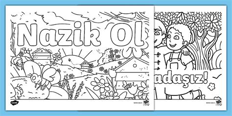 Nezaket ve Arkadaşlık | Boyama Sayfaları (teacher made)