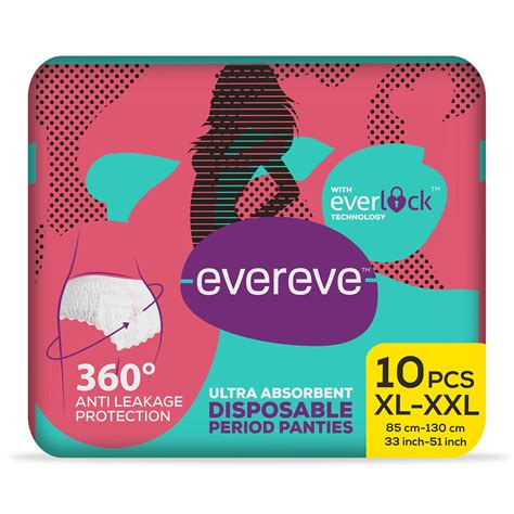 Evereve Ultra Absorbent Disposable Period Panties, XL-XXL, 10's Pack ...