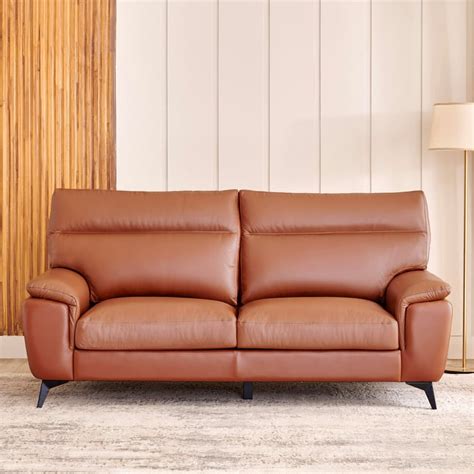 Buy Aprilla NXT Half Leather 3-Seater Sofa - Tan from Home Centre at ...