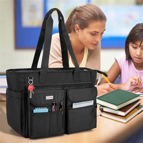 Buy LoDrid Teacher Tote Bag with Bottom Pad, with Separated Storage Laptop Layer (up to 15.6 ...