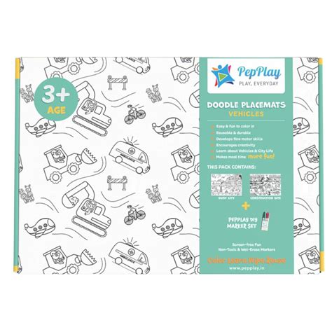 PepPlay Doodle Placemats Set– Vehicle Series (DIY Drawing Kit) – The ...