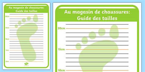 Au magasin de chaussures: Guide des tailles Shoe Shop Role Play Foot ...