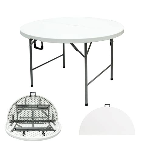 JingPieCle Round Folding Table 48 Inch, Foldable Portable Plastic Small ...