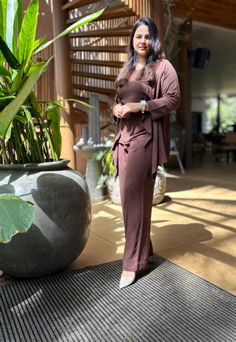 Dark Brown 3-Piece Co-ord Set with Shrug | Plus Size Cord Set | Neels ...