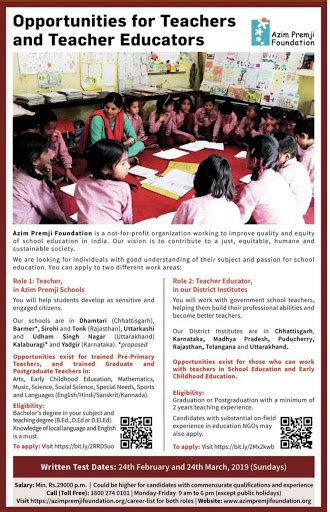 Announcing Teachers' Appointment of Various Topics at Azim Premji ...