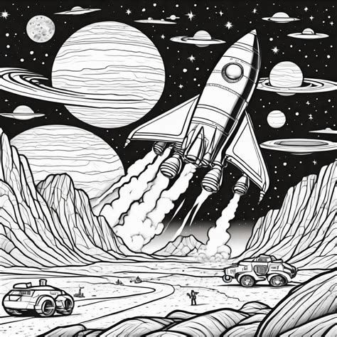 coloring page rocket ship 2 - Easy how to drawing