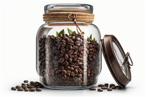 Premium Photo | Glass jar with coffee beans isolated on white backdrop ...