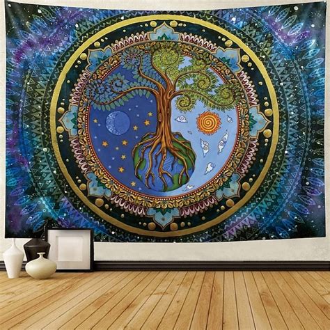 Tree of Life Hanging Tapestry Sun Moon Wall Art Large Tapestry Mural ...