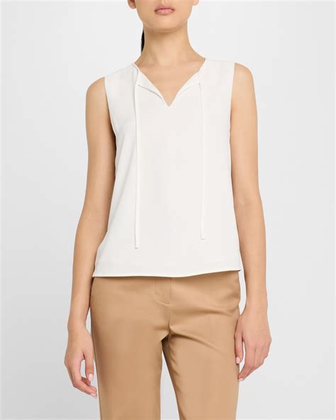 Emporio Armani Sleeveless Front-Tie Blouse | Neiman Marcus