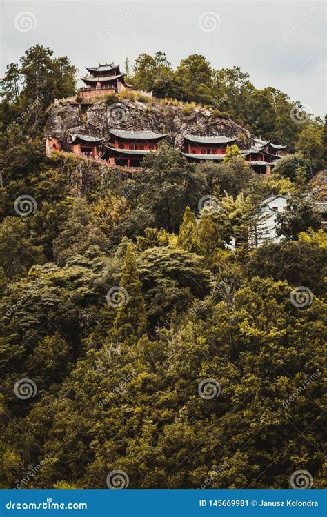 Traditional Chinese Buddhist Temple on Top of a Mountain. Stock Image - Image of religion ...