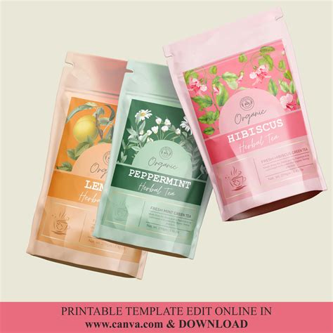 Product Label Template Editable Pouch Label Template | Tea Label | Soa ...