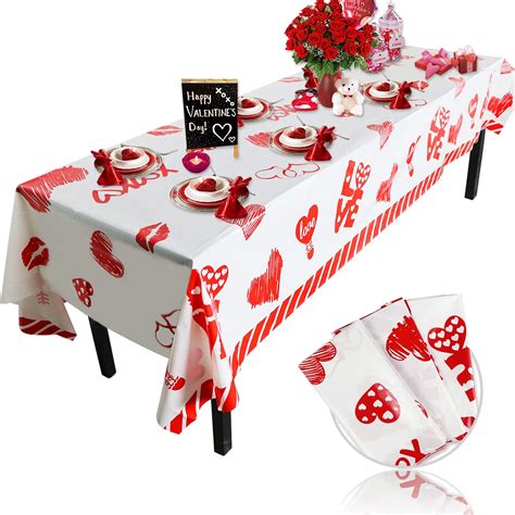 Amazon.com: Tegeme 3 Pack Valentine's Day Tablecloth Disposable Thick ...