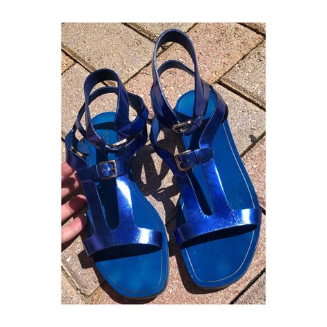Sergio Rossi Women's Blue Sandals | Depop