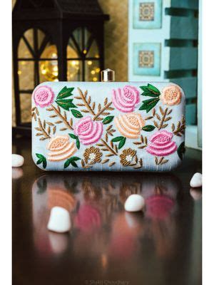 Buy NR BY NIDHI RATHI Blue Embroidered Box Clutch Online