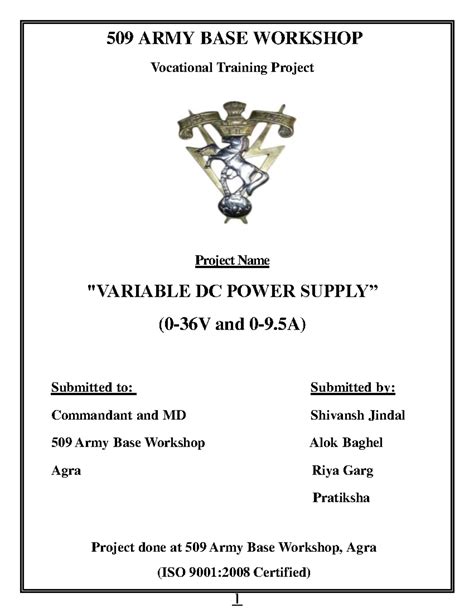 DC Power Supply Project Report - 509 Army Base Workshop - Studocu