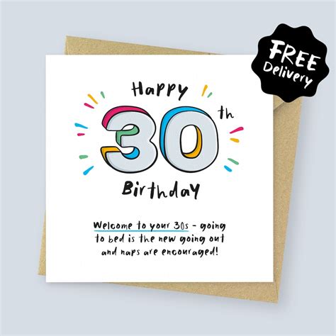 30th Birthday Card for Her // Funny Milestone Birthday Card for Him ...