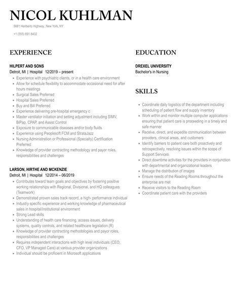 Hospital Resume Samples | Velvet Jobs