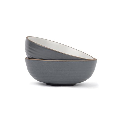 Shay Ceramic Pasta Bowl Set, 17cm, 2 Pieces, Grey | Matte Finish ...